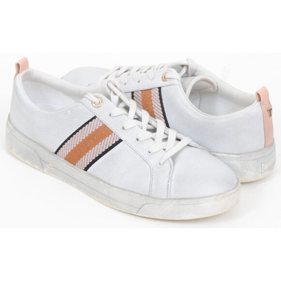 Ted Baker Women's 9M Bailey Icon Leather Lace-up Sneaker Atheleisure Preppy - Picture 1 of 8
